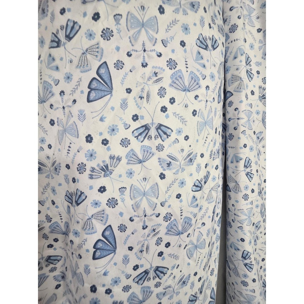 Cynthia Rowley Butterfly Floral Sheet Set Queen Flat Fitted Blue White